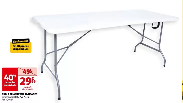 Table Pliante Multi-Usages offre à 29,99€ sur Auchan Hypermarché