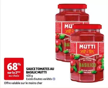 Mutti - Sauce Tomates Au Basilic offre sur Auchan Hypermarché