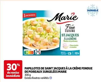 Marie - Papillotes De Saint Jacques À La Crème Fondue De Poireaux Surgelées offre sur Auchan Supermarché