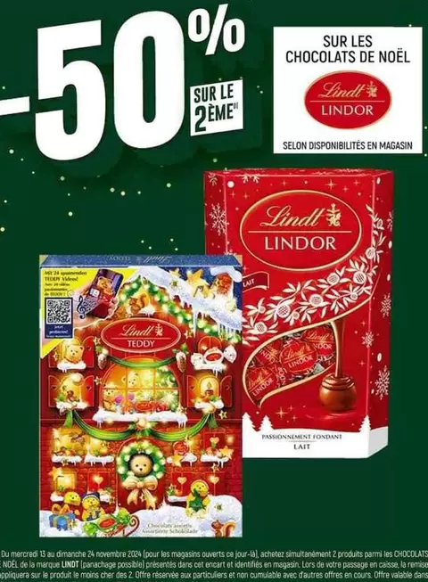 Lindt - Chocolats De Noël offre sur Spar