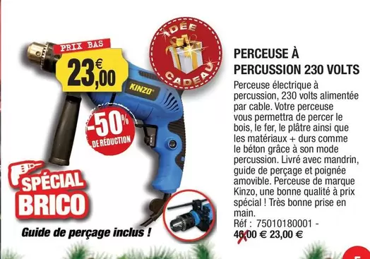 Kinzo - Perceuse A Percussion 230 Volts offre à 23€ sur Outiror