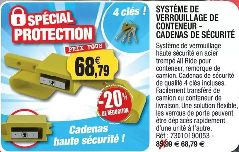 Systeme De Verroullage De Conteneur Cadenas De Securite offre à 68,79€ sur Outiror