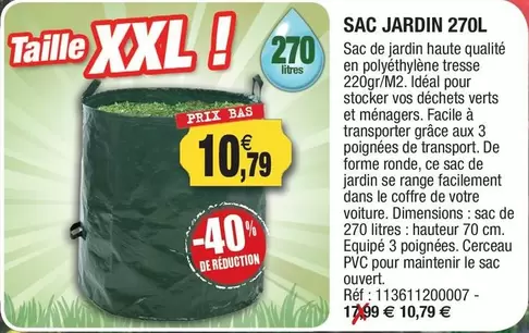 Sac Jardin 270l offre à 10,79€ sur Outiror