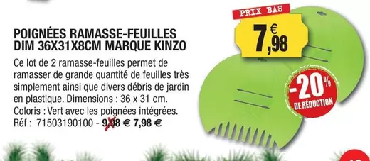 Marque Kinzo - Poignées Ramasse-feuilles Dim offre à 7,98€ sur Outiror