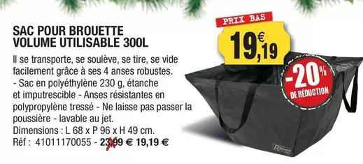 Sac Pour Brouette Volume Utilisable 300l offre à 19,19€ sur Outiror