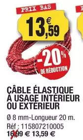 Câble Élastique À Usage Interieur Ou Extérieur offre à 13,59€ sur Outiror