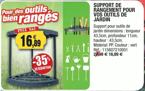 Support De Rangement Pour Vos Outils De Jardin offre à 16,89€ sur Outiror