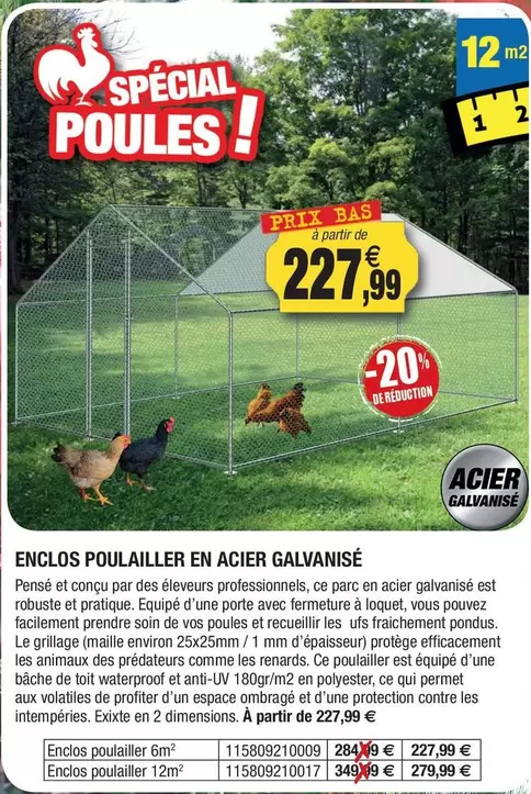 Enclos Poulailler En Acier Galvanise offre à 227,99€ sur Outiror