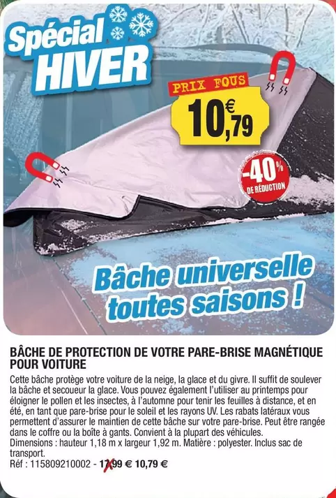 Bâche De Protection De Votre Pare-brise Magnétique Pour Voiture offre à 10,79€ sur Outiror