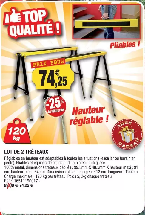 Lot De 2 Tréteaux offre à 74,25€ sur Outiror