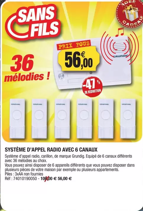 Système D'appel Radio Avec 6 Canaux offre à 56€ sur Outiror