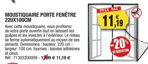 Moustiqueire Porte Fenêtre 220x100cm offre à 11,19€ sur Outiror