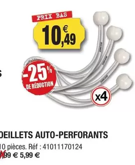 Deillets Auto-perforants offre à 10,49€ sur Outiror