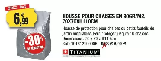 Titanium - Housse Pour Chaises En 90gr/m2, 70x70xh110cm offre à 6,99€ sur Outiror