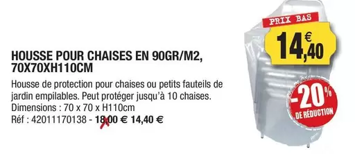 Housse Pour Chaises En 90gr/m2, 70x70xh110cm offre à 14,4€ sur Outiror