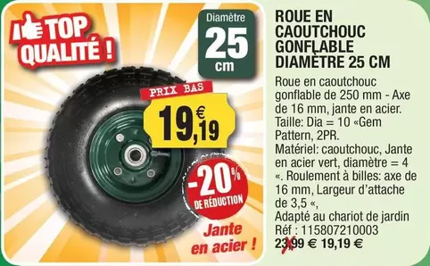 Diametre - Roue En Caoutchouc Gonflable 25 Cm offre à 19,19€ sur Outiror