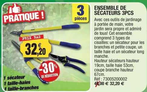 Ensemble De Sécateurs 3pcs offre à 32,2€ sur Outiror