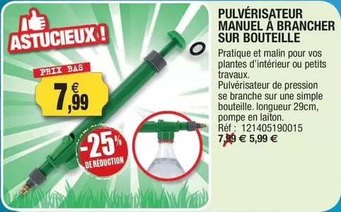 Pulvérisateur Manuel A Brancher Sur Bouteille offre à 7,99€ sur Outiror