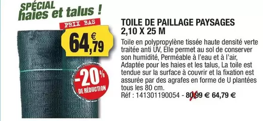 U - Toile De Paillage Paysages offre à 64,79€ sur Outiror