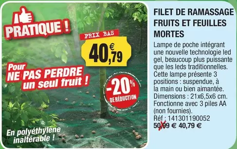 Filet De Ramassage Fruits Et Feuilles Mortes offre à 40,79€ sur Outiror