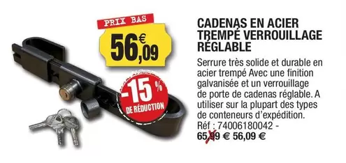 Cadenas En Acier Trempé Verrouillage Reglable offre à 56,09€ sur Outiror