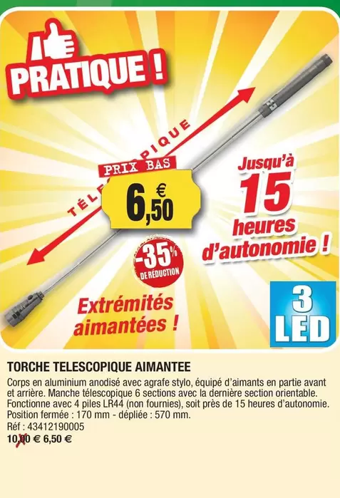 Aimantee - Torche Telescopique offre à 6,5€ sur Outiror