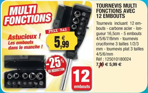 Tournevis Multi Fonctions Avec 12 Embouts offre à 5,99€ sur Outiror