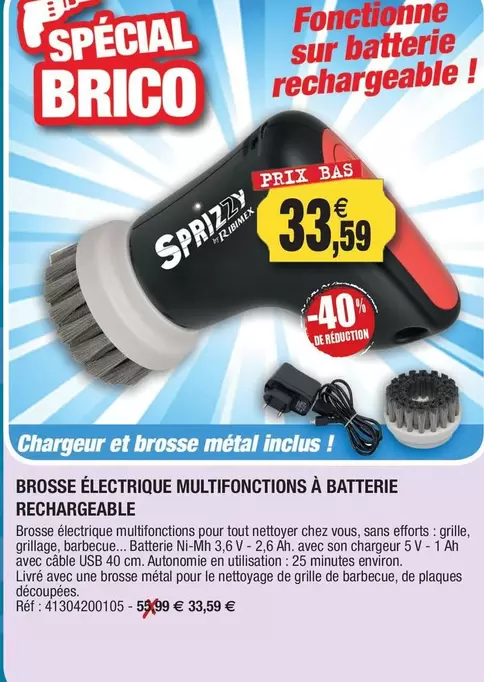 Brosse Électrique Multifonctions À Batterie Rechargeable offre à 33,59€ sur Outiror