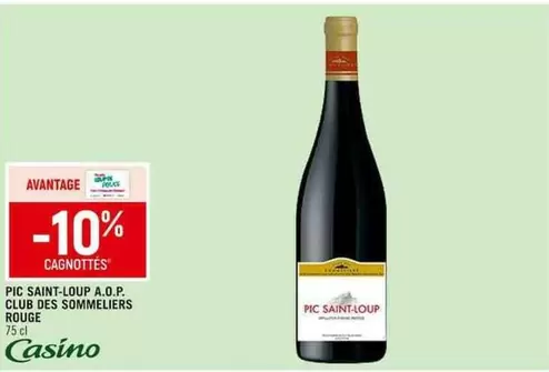 Pouce - Pic Saint-loup A.o.p. Cibiu Des Sommeliers Rouge offre sur Casino Shop