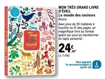 Auzou - Mon Trés Grand Livre D'Éveil offre à 24,95€ sur E.Leclerc Espace Culturel