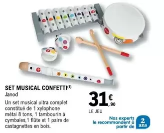 Janod - Set Musical Confetti offre à 31,9€ sur E.Leclerc Espace Culturel