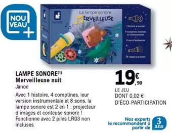 Janod - Lampe Sonore offre à 19,9€ sur E.Leclerc Espace Culturel