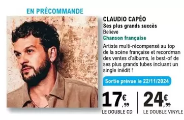 Claudio Capeo offre à 24,99€ sur E.Leclerc Espace Culturel