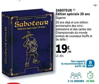 Saboteur offre à 19,9€ sur E.Leclerc Espace Culturel