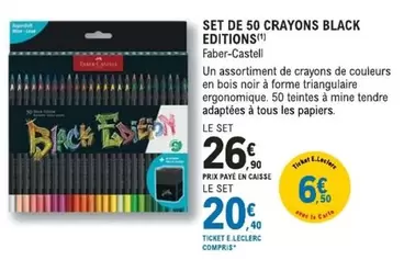 Faber-Castell - Set De 50 Crayons Black Editions offre à 26,9€ sur E.Leclerc Espace Culturel