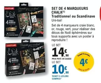 Uni-Ball - Set De 4 Marqueurs offre à 14,9€ sur E.Leclerc Espace Culturel