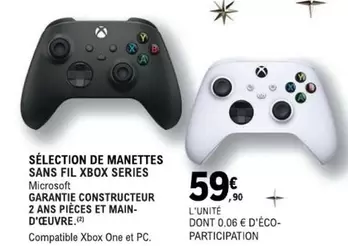 Microsoft - Sélection De Manettes Sans Fil Xbox Series offre à 59,9€ sur E.Leclerc Espace Culturel