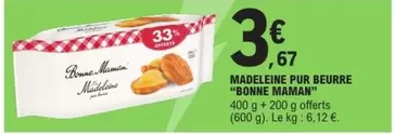 Bonne maman - Madeleine Pur Beurre offre à 3,67€ sur E.Leclerc