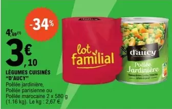 D'aucy - Légumes Cuisinés offre à 3,1€ sur E.Leclerc