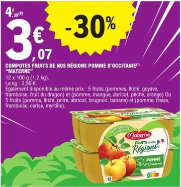 Materne - Compotes Fruits De Nos Regions Pomme D'occitanie offre à 3,07€ sur E.Leclerc