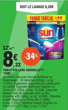 Sun - Tablettes Lave-vaisselle offre à 8,22€ sur E.Leclerc