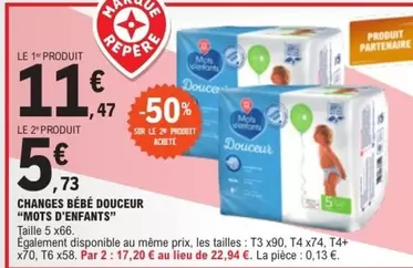 Mots D'enfants - Changes Bébé Douceur offre à 11,47€ sur E.Leclerc