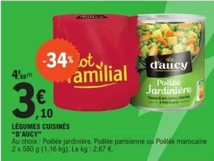 D'aucy - Légumes Cuisinés offre à 3,1€ sur E.Leclerc