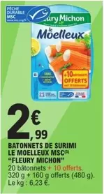 Fleury Michon - Batonnets De Surimi Le Moelleux Msc offre à 2,99€ sur E.Leclerc