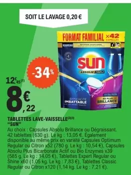 Sun - Tablettes Lave-vaisselle offre à 8,22€ sur E.Leclerc