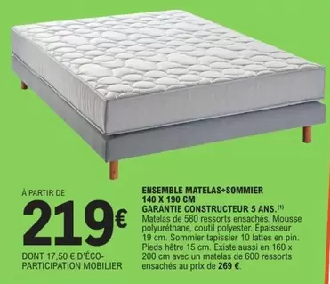 Ensemble Matelas+sommier offre à 219€ sur E.Leclerc