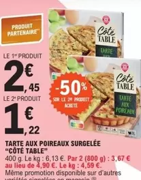 Côte Table - Tarte Aux Poireaux Surgelée offre à 2,45€ sur E.Leclerc