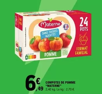 Materne - Compotes De Pomme offre à 6,49€ sur E.Leclerc Express