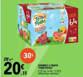 Materne - Gourdes 5 Fruits Pom'Potes offre à 20,15€ sur E.Leclerc Express