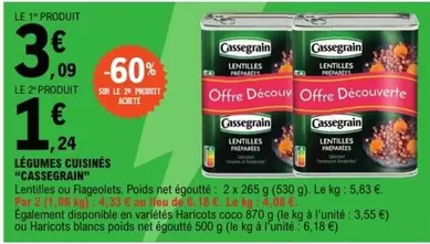 Cassegrain - Légumes Cuisinés offre à 3,09€ sur E.Leclerc Express